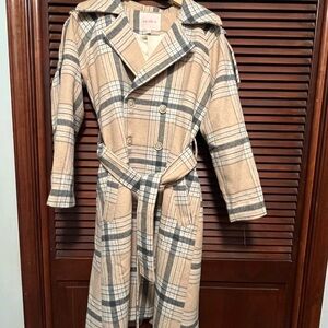 Ivy City Co Beige and Gray Plaid Jacket